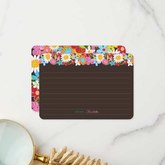 Farbenfrohe Frühlingsblumen Garten Moderne schicke Dankeskarte (Vorderseite/Rückseite Beispiel)