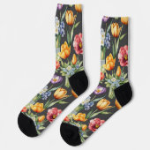 Farbenfrohe Frühlingsblumen Gemusterter Garten Lov Socken (Linkes Detail)