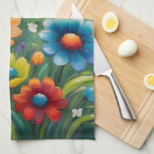 Farbenfrohe Frühlingsblumen Geschirrtuch (Viertel Falte)