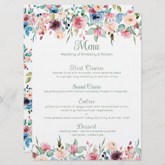 Farbenfrohe Frühlingsblumen grenzen Einladung (Vorne/Hinten)