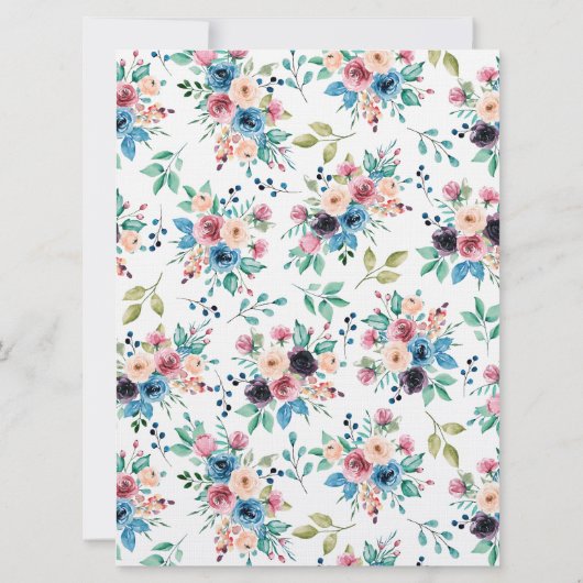 Farbenfrohe Frühlingsblumen grenzen Einladung (Rückseite)