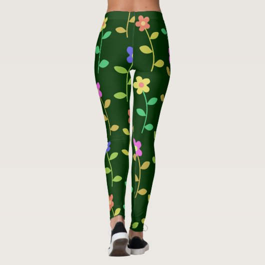 farbenfrohe Frühlingsblumen, grüne Leggings (Rückseite)