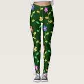 farbenfrohe Frühlingsblumen, grüne Leggings (Vorderseite)