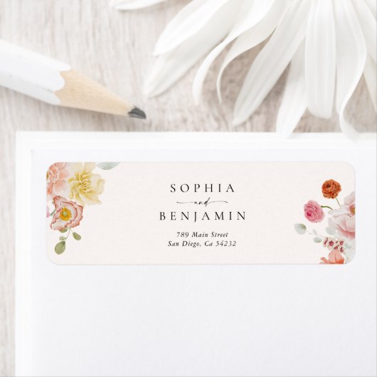 Farbenfrohe Frühlingsblumen Hochzeit Rücksendeadre (Insitu)