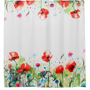 Farbenfrohe Frühlingsblumen Illustration Duschvorhang