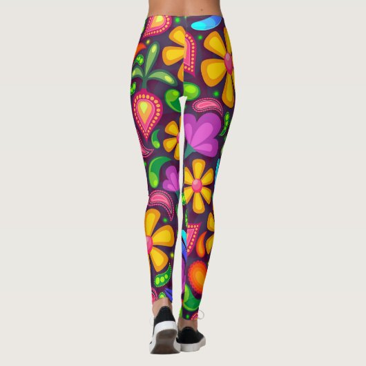 farbenfrohe Frühlingsblumen Leggings (Rückseite)
