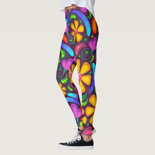 farbenfrohe Frühlingsblumen Leggings (Links)