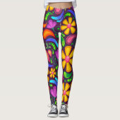 farbenfrohe Frühlingsblumen Leggings (Vorderseite)