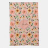 Farbenfrohe Frühlingsblumen Mädchenname Monogram Geschirrtuch (Vertikal)