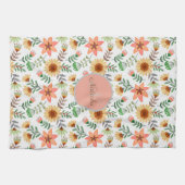Farbenfrohe Frühlingsblumen Mädchenname Monogram Geschirrtuch (Horizontal)