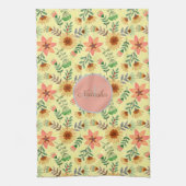 Farbenfrohe Frühlingsblumen Mädchenname Monogram Geschirrtuch (Vertikal)