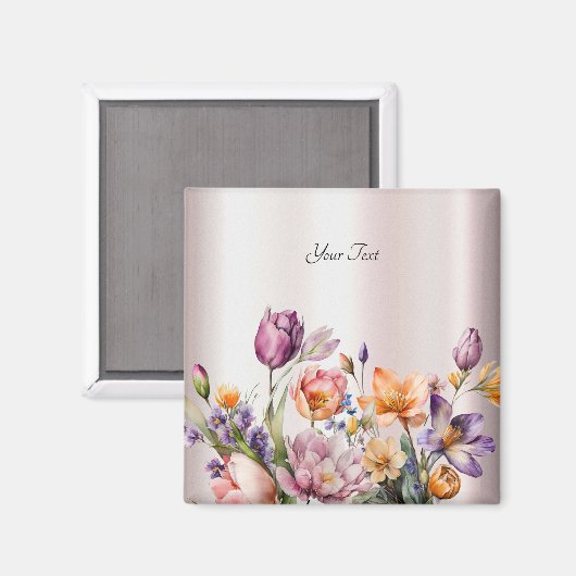 Farbenfrohe Frühlingsblumen Magnet (Vorderseite/Rückseite)