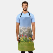 Farbenfrohe Frühlingsblumen mit Tulpen und Affodie Schürze (Getragen)