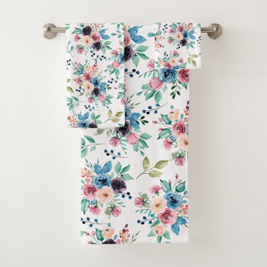 Farbenfrohe Frühlingsblumen Muster Badhandtuch Set (Insitu)