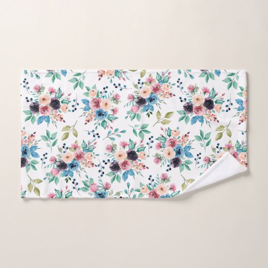 Farbenfrohe Frühlingsblumen Muster Badhandtuch Set (Handtuch)