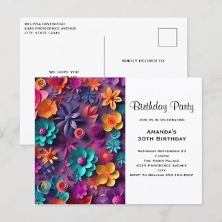 Farbenfrohe Frühlingsblumen Muster Geburtstag einl Postkarte