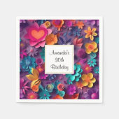 Farbenfrohe Frühlingsblumen Muster Geburtstag Serviette (Vorderseite)