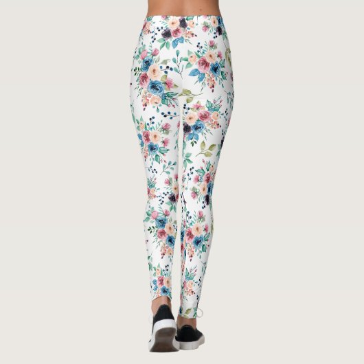 Farbenfrohe Frühlingsblumen Muster Leggings (Rückseite)