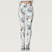 Farbenfrohe Frühlingsblumen Muster Leggings (Vorderseite)