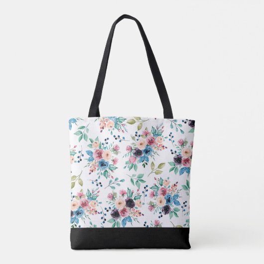 Farbenfrohe Frühlingsblumen Muster Tasche (Rückseite)