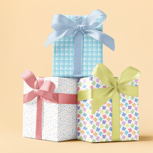 Farbenfrohe Frühlingsblumen Polka Punkt Pastell Geschenkpapier Set
