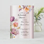 Farbenfrohe Frühlingsblumen Probe Abendessen Einladung (Stehend Vorderseite)