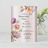 Farbenfrohe Frühlingsblumen Verlobung Einladung (Stehend Vorderseite)