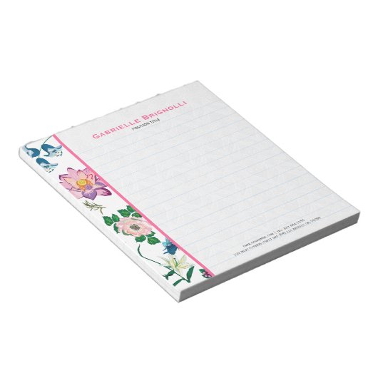 Farbenfrohe Frühlingsblumen Weiß Hintergrund Notizblock (angewinkelt)