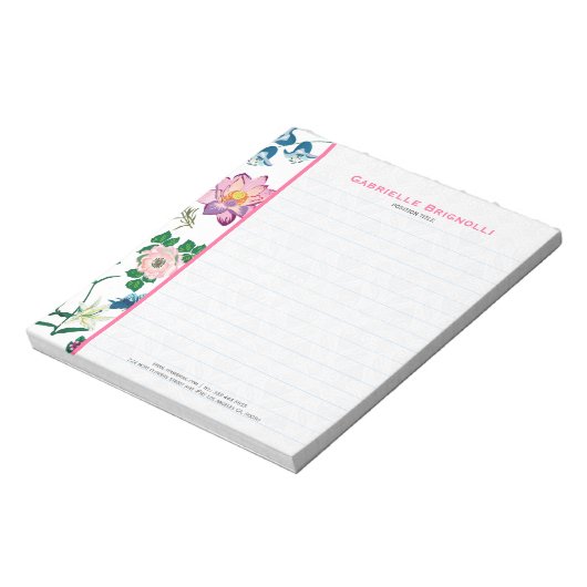 Farbenfrohe Frühlingsblumen Weiß Hintergrund Notizblock (Rotiert)