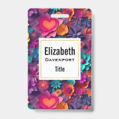 Farbenfrohe Frühlingsblumenmuster Ausweis (Rückseite)