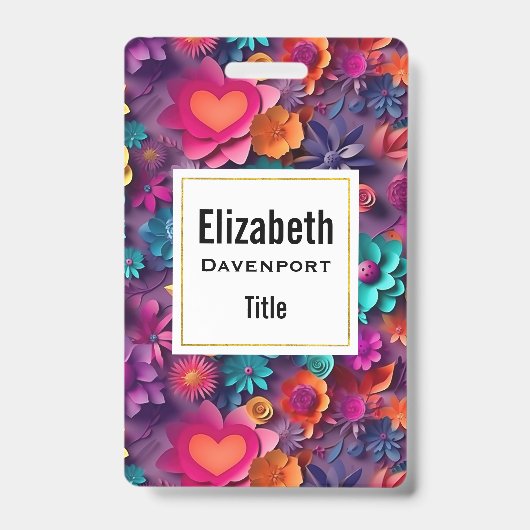 Farbenfrohe Frühlingsblumenmuster Ausweis (Vorderseite)