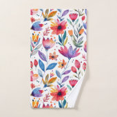 Farbenfrohe Frühlingsblumenmuster Badhandtuch Set (Handtuch)