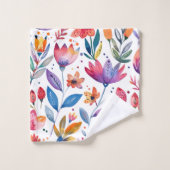 Farbenfrohe Frühlingsblumenmuster Badhandtuch Set (Waschlappen)
