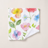 Farbenfrohe Frühlingsblumenmuster Badhandtuch Set (Waschlappen)