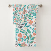 Farbenfrohe Frühlingsblumenmuster Badhandtuch Set (Insitu)