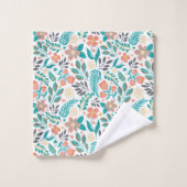 Farbenfrohe Frühlingsblumenmuster Badhandtuch Set (Waschlappen)