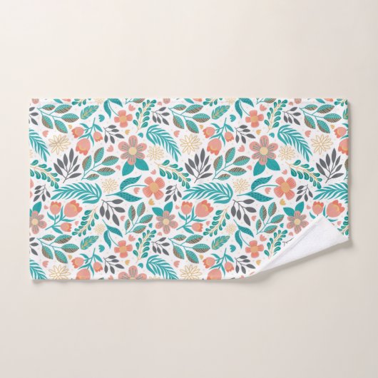 Farbenfrohe Frühlingsblumenmuster Badhandtuch Set (Handtuch)