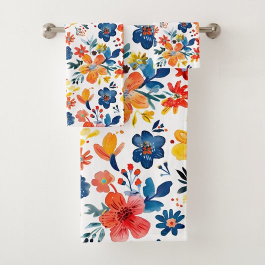 Farbenfrohe Frühlingsblumenmuster Badhandtuch Set (Insitu)