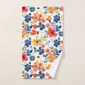 Farbenfrohe Frühlingsblumenmuster Badhandtuch Set (Handtuch)