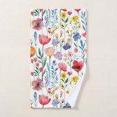 Farbenfrohe Frühlingsblumenmuster Badhandtuch Set (Handtuch)