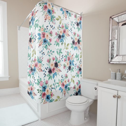 Farbenfrohe Frühlingsblumenmuster Duschvorhang (Beispiel)