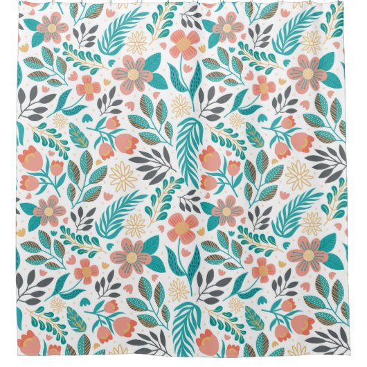 Farbenfrohe Frühlingsblumenmuster Duschvorhang (Vorderseite)