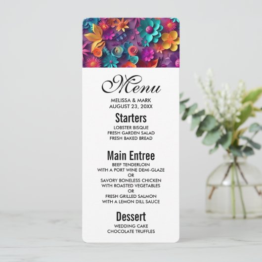 Farbenfrohe Frühlingsblumenmuster Einladung (Stehend Vorderseite)