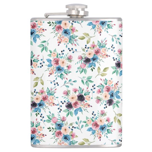 Farbenfrohe Frühlingsblumenmuster Flachmann (Vorderseite)