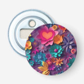 Farbenfrohe Frühlingsblumenmuster Flaschenöffner (Vorderseite)