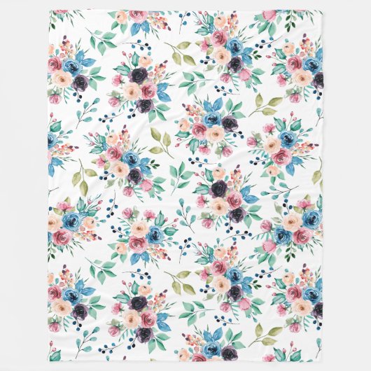 Farbenfrohe Frühlingsblumenmuster Fleecedecke (Vorderseite)