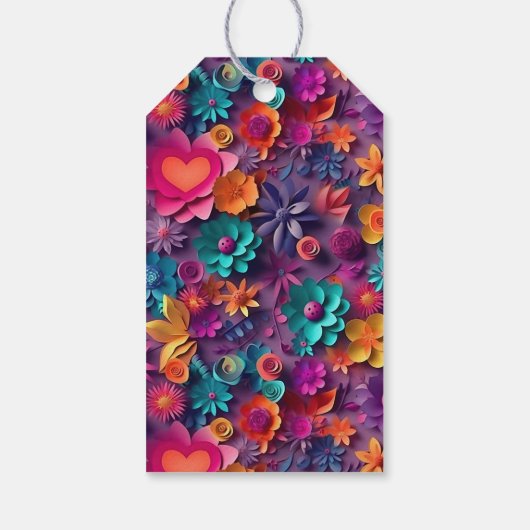 Farbenfrohe Frühlingsblumenmuster für Sie Geschenkanhänger (Rückseite)