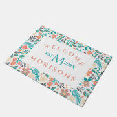 Farbenfrohe Frühlingsblumenmuster Fußmatte (Schrägansicht)