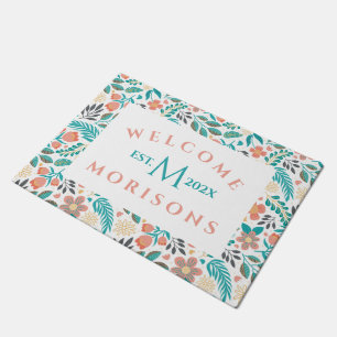 Farbenfrohe Frühlingsblumenmuster Fußmatte