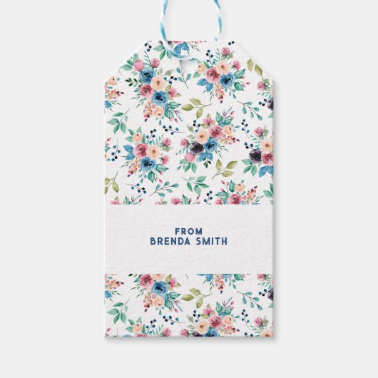 Farbenfrohe Frühlingsblumenmuster Geschenkanhänger (Vorderseite)